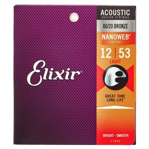 Elixir 80/20 Bronze Nanoweb Light 12 - 53 Acoustic Strings